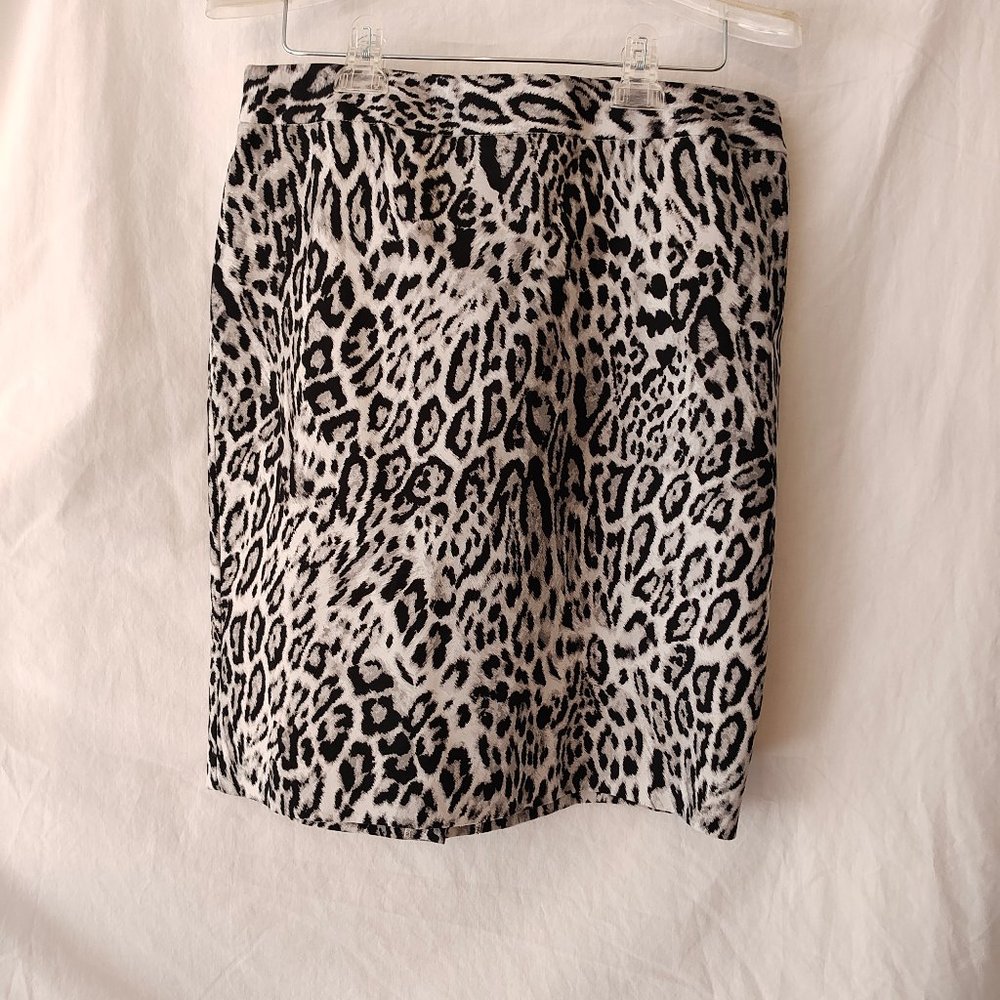 Worthington Leopard Print Skirt, 12, Black/White